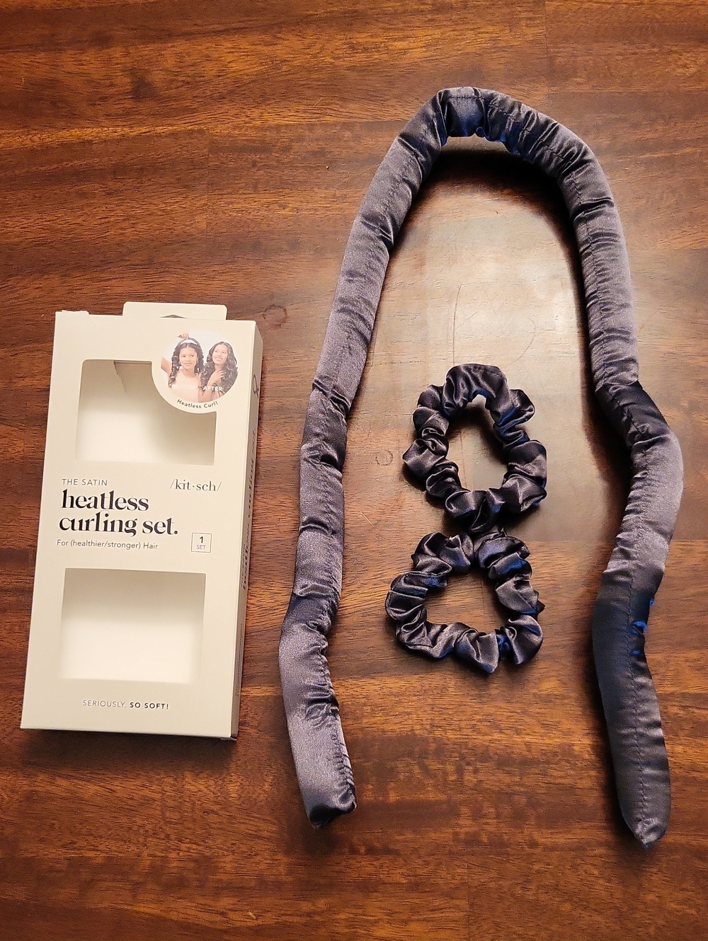 Kitsch Satin Heatless Curling Set - Charcoal Gray